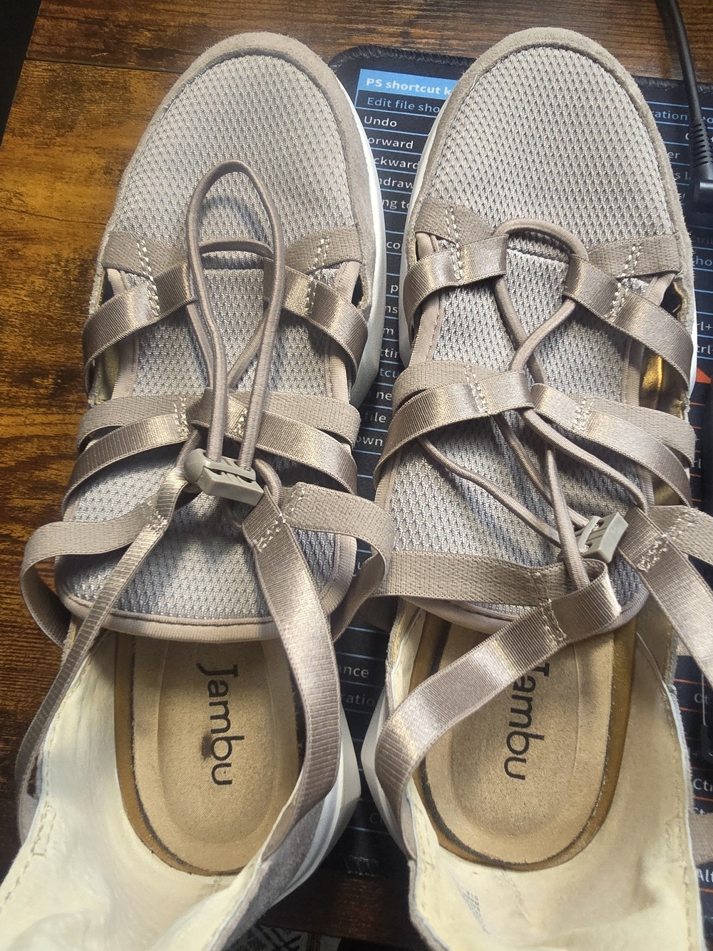 Jambu Women's Metallic Taupe Strappy Comfort Mules